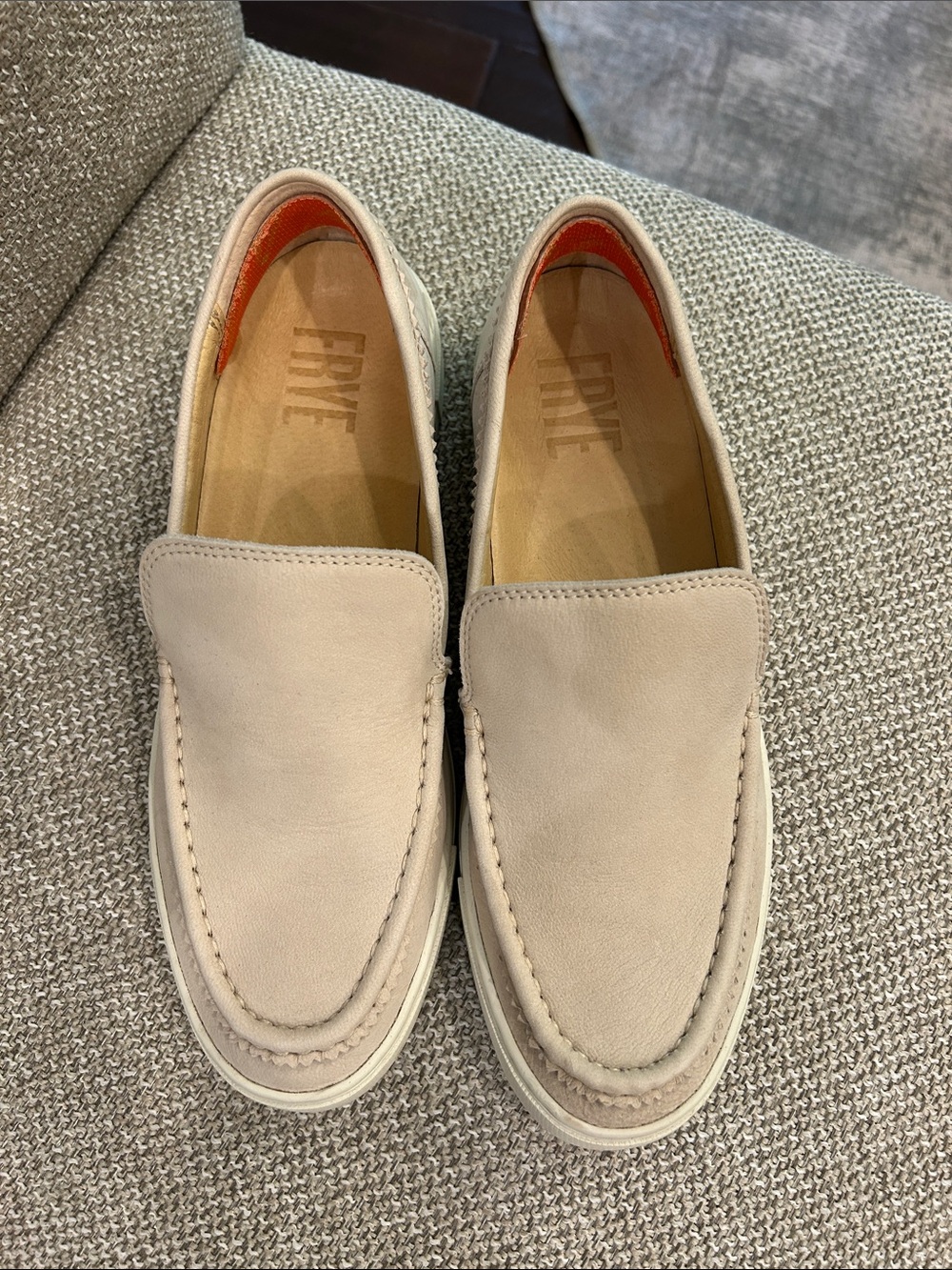 Frye Women's Slip-On Loafers in Light Beige Suede